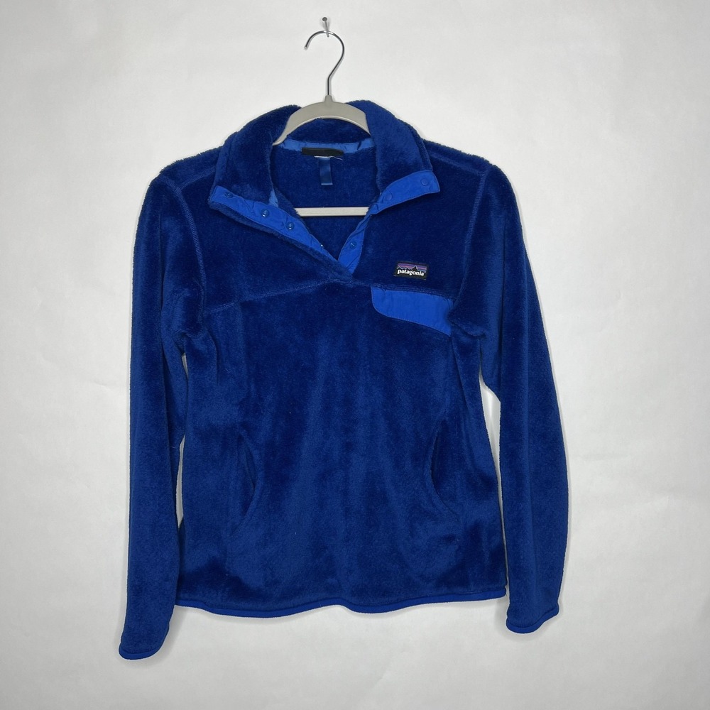 Patagonia Jacket Womens Medium Blue Polartec Thermal Pro Fleece Snap Pullover